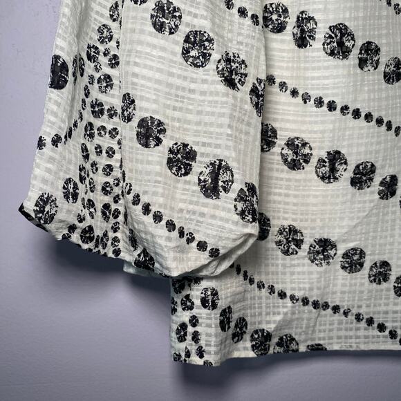 Marie Oliver Women's size XXS Harley White Black Linen Blend Puff Sleeve Blouse - Picture 5 of 11